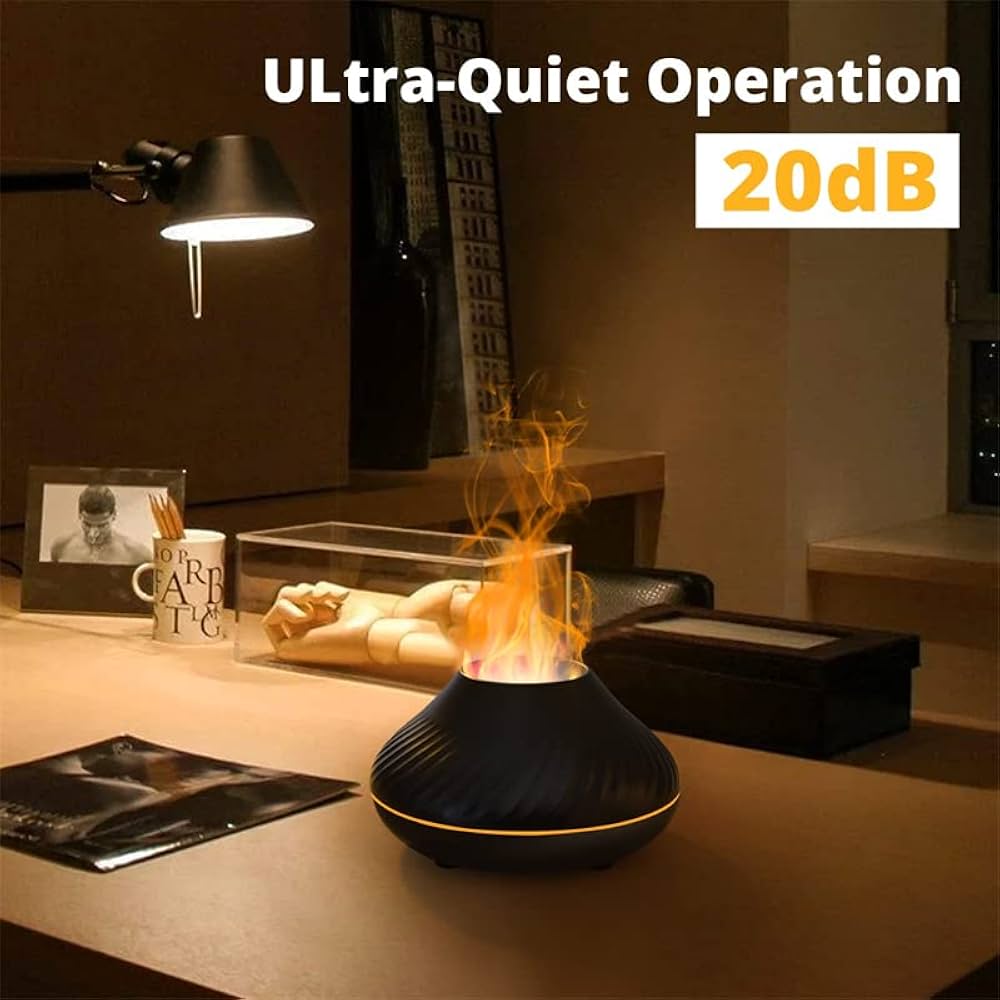 Flame Effect Aromatherapy Diffuser – Ultra-Quiet, 7-Color LED Night Light, Essential Oil Humidifier