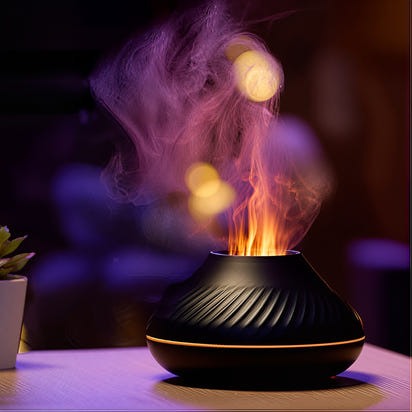 Flame Effect Aromatherapy Diffuser – Ultra-Quiet, 7-Color LED Night Light, Essential Oil Humidifier