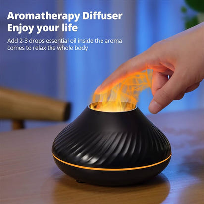 Flame Effect Aromatherapy Diffuser – Ultra-Quiet, 7-Color LED Night Light, Essential Oil Humidifier