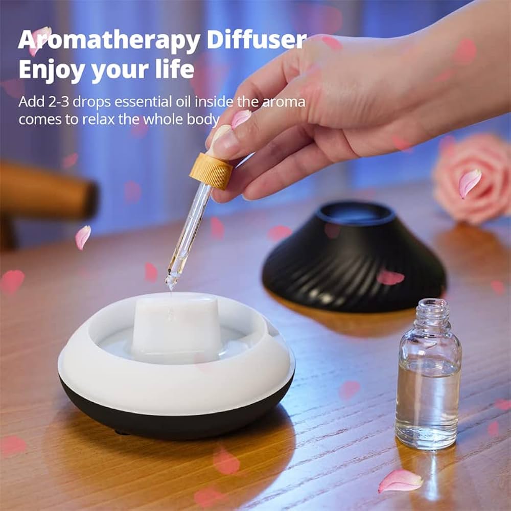 Flame Effect Aromatherapy Diffuser – Ultra-Quiet, 7-Color LED Night Light, Essential Oil Humidifier